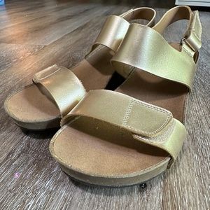 Clark's Gold Wedge Sandals
